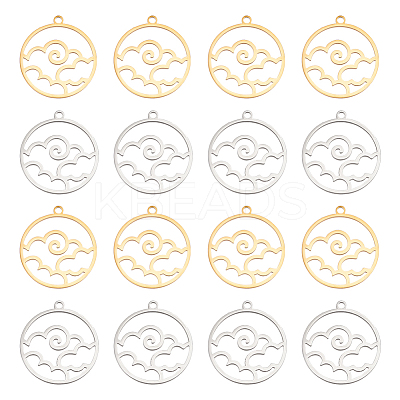 16Pcs 2 Colors 304 Stainless Steel Pendants STAS-UN0044-37-1