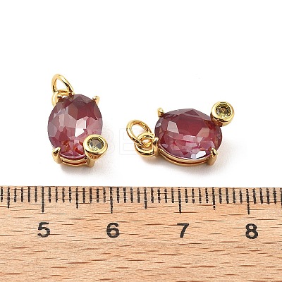 Oval Brass Micro Pave Cubic Zirconia Pendants KK-L237-020G-02-1