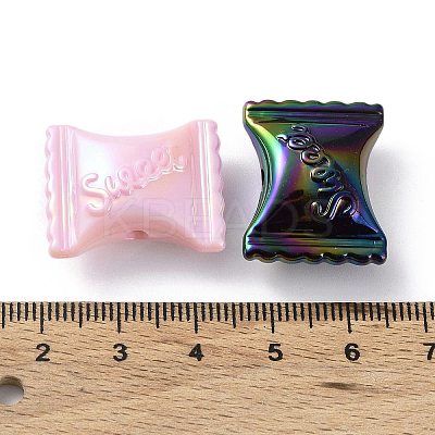 UV Plating Rainbow Iridescent Acrylic Beads X-OACR-A029-11-1