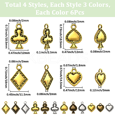 72Pcs 12 Styles Tibetan Style Alloy Pendants FIND-SC0019-42-1