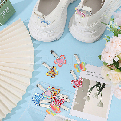 12Pcs 6 Styles Butterfly Acrylic Shoe Charms HJEW-CA00015-1