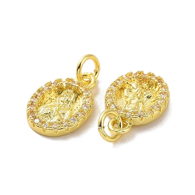 Brass Micro Pave Claer Cubic Zirconia Pendants KK-E068-VF070-1