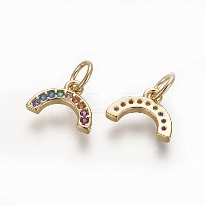 Brass Cubic Zirconia Charms ZIRC-E162-14G-1