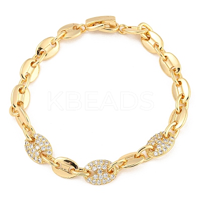 Golden Brass Micro Pave Cubic Zirconia Link Bracelets LS-BJEW-P314-A01-G-1