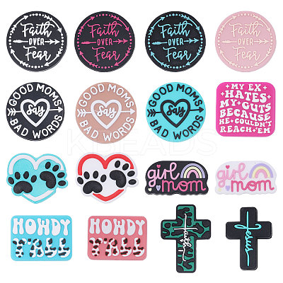 16Pcs 16 Styles Silicone Focal Beads SIL-CA0004-52-1