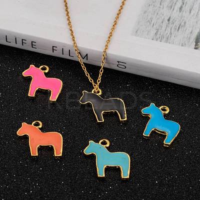 Alloy Enamel Animal Horse Pendants ENAM-M004-G-1