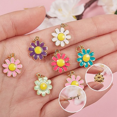 12Pcs 6 Colors Brass Enamel Charms KK-SZ0004-09-1