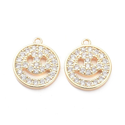 Brass Micro Pave Clear Cubic Zirconia Charms Pendants X-ZIRC-K086-26G-1