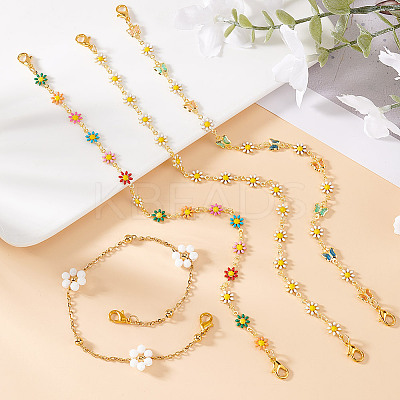 Brass Enamel Link Baseball Cap Chain AJEW-GO00028-1