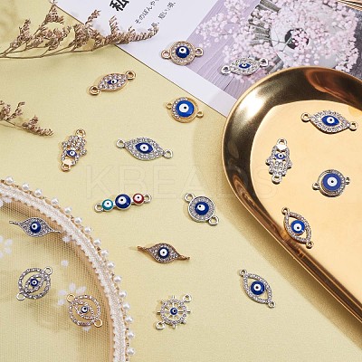 20Pcs Eye Enamel Charm Connector Mixed Shape Evil Eye Charm Assorted Evil Eye Connector for Jewelry Necklace Bracelet Earring Making Crafts JX220A-1