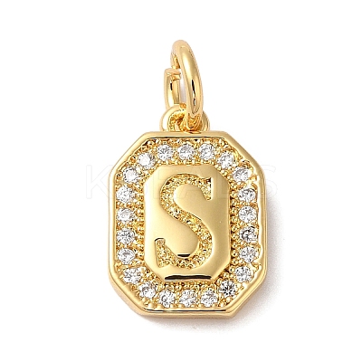 Real 18K Gold Plated Brass Micro Pave Clear Cubic Zirconia Pendants KK-L216-002G-S-1