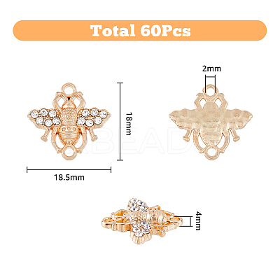 60Pcs Alloy Crystal Rhinestone Connector Charms ALRI-DC0001-01-1