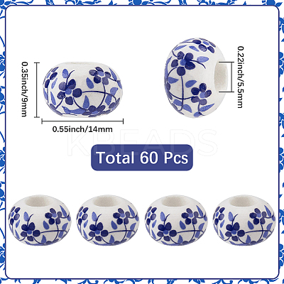 60Pcs Handmade Porcelain European Beads PORC-SC0001-25B-1