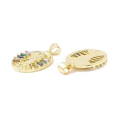 Rack Plating Brass Micro Pave Cubic Zirconia Pendants KK-E278-05G-1