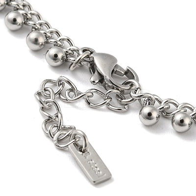 Non-Tarnish 304 Stainless Steel Round Ball Charms Link Chain Bracelets BJEW-G686-05P-1