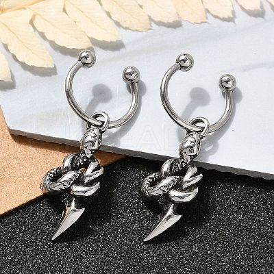 Snake 316 Surgical Stainless Steel Dangle Half Hoop Earrings for Women EJEW-G416-50AS-1