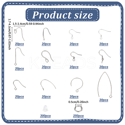 304 Stainless Steel & 316 Surgical Stainless Steel Earring Hooks Sets STAS-ME0001-13-1