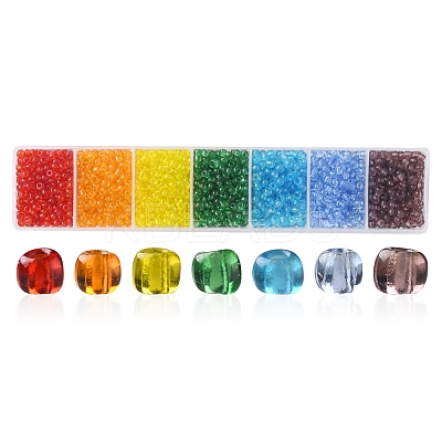 1561Pcs 7 Colors 8/0 Transparent Glass Seed Beads SEED-FS0001-08-1