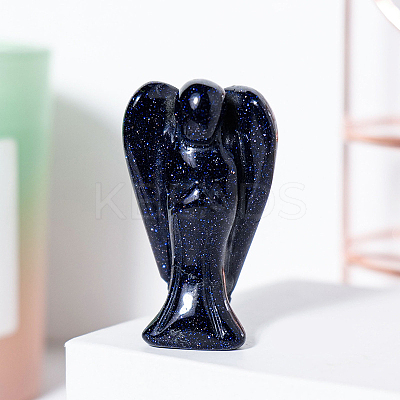 Synthetic Blue Goldstone Angel Figurine Display Decorations G-PW0007-060N-1