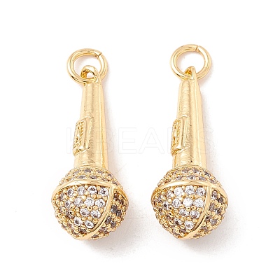 Brass Micro Pave Clear Cubic Zirconia Pendants ZIRC-P098-11G-1