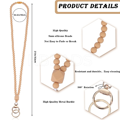 Silicone Beaded ID Card Neck Straps NJEW-SW00025-02-1