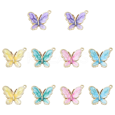 10Pcs 5 Colors Rack Plating Alloy Enamel Pendants ENAM-YW0004-74-1