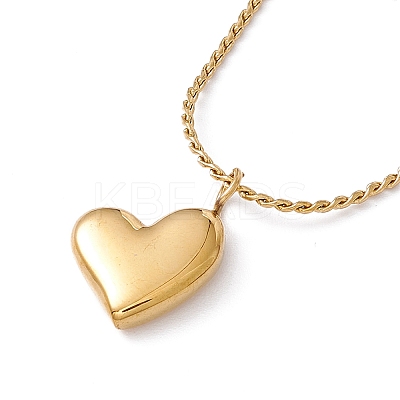 Heart Pendant Necklace with Twist Rope Chains NJEW-G074-45G-1