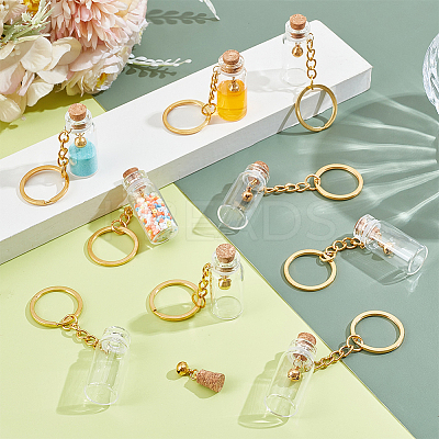 16Pcs Glass Bottle Keychains KEYC-NB00035-1