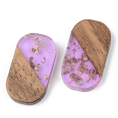 Transparent Resin & Walnut Wood Pendants RESI-S389-023A-B01-1