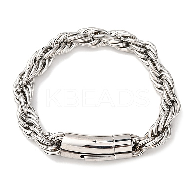 304 Stainless Steel Rope Chain Bracelets for Men Women BJEW-C124-03B-P-1