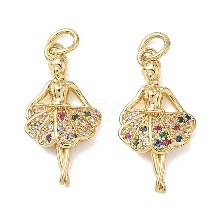 Brass Micro Pave Cubic Zirconia Pendants KK-T085-15C-G-1