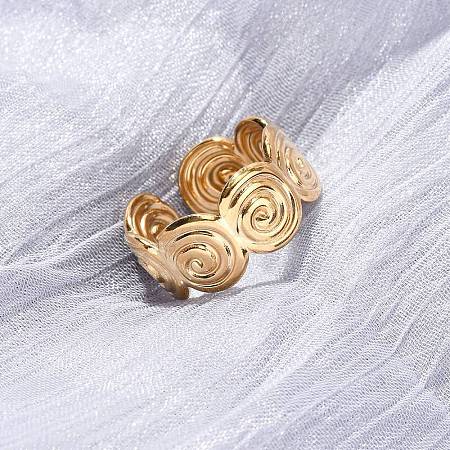 304 Stainless Steel Open Cuff Rings for Women RJEW-K309-26G-1