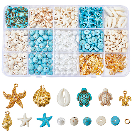 DIY Ocean Theme Synthetic Turquoise & Alloy Jewelry Making Findings Beads Kits DIY-SC0027-46-1