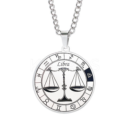 Non-Tarnish Unisex 201 Stainless Steel Constellation Pendant Necklaces NJEW-T011-LA721-7-1
