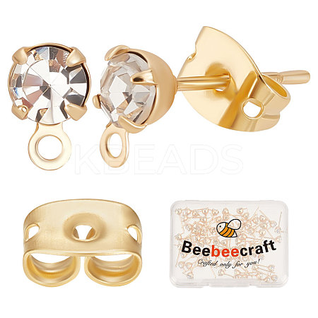 Beebeecraft 80Pcs Brass Stud Earring Findings KK-BBC0007-17-1
