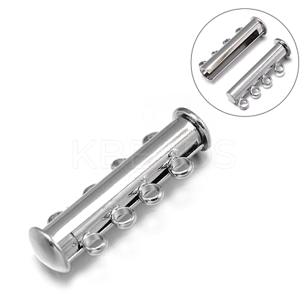 4-Strands 8-Holes Tube Brass Magnetic Slide Lock Clasps X-KK-D474-P-NF-1