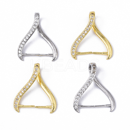 4Pcs 2 Colors Rack Plating Brass Micro Pave Cubic Zirconia Ice Pick Pinch Bails KK-YW0003-44D-1