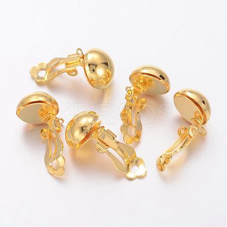Golden Brass Clip-on Earring Findings For Non-Pierced Ears Jewelry X-KK-E026-G-1