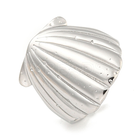 Shell Shape 304 Stainless Steel Open Cuff Finger Rings for Women RJEW-P114-02P-1