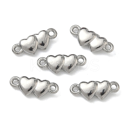 304 Stainless Steel Couple Heart Links Connector Charms STAS-D211-14C-P-1