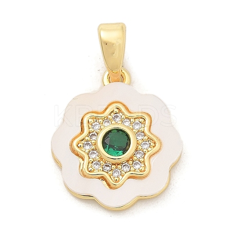 Brass Micro Pave Cubic Zirconia Pendents KK-M303-02G-08-1