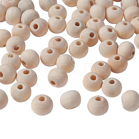 Natural Unfinished Wood Beads LS-WOOD-S651-8mm-LF-1