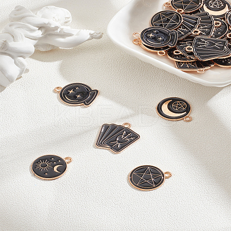 40Pcs 5 Styles Alloy Enamel Pendants ENAM-LP0002-05-1