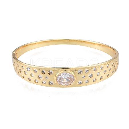 Cubic Zirconia Oval Hinged Bangle BJEW-G651-10G-04-1