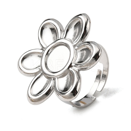Adjustable 304 Stainless Steel Open Cuff Ring Components STAS-P403-01H-P-1
