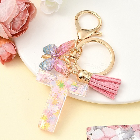 Resin & Acrylic & Faux Suede Tassel Keychain KEYC-YW00124-20-1