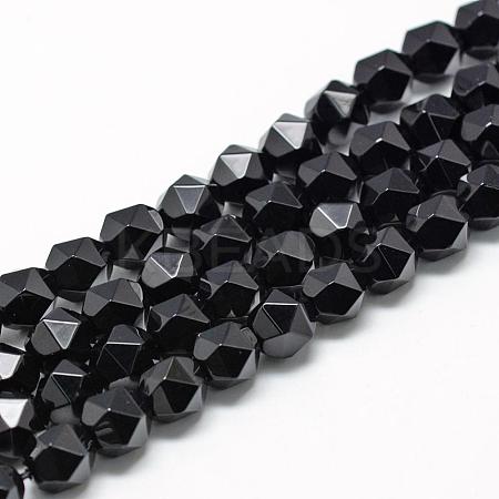 Natural Dyed & Heated Black Onyx Beads Strands G-R448-8mm-10-1