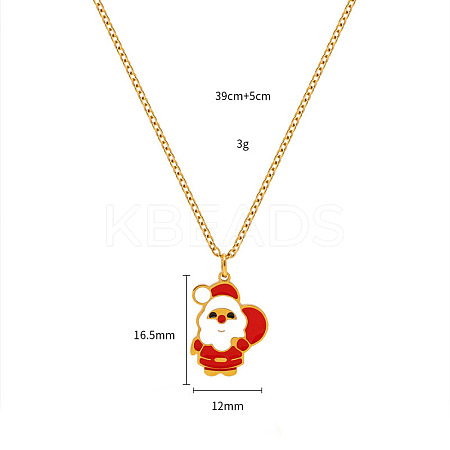 Christmas 304 Stainless Steel Enamel Pendant Necklaces FS-WGDAA96-16-1