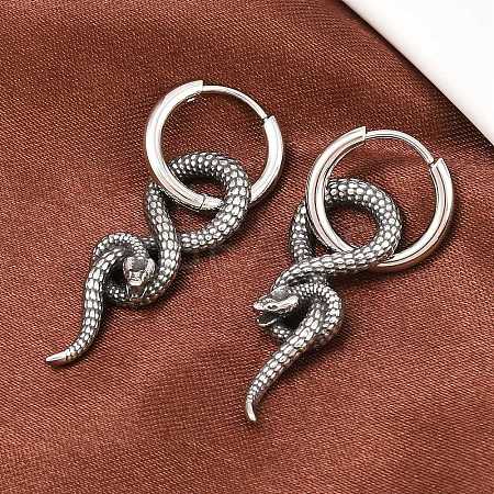 316 Surgical Stainless Snake Hoop Earrings EJEW-C160-15AS-1