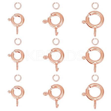925 Sterling Silver Spring Ring Clasps with Open Jump Rings STER-GO0001-04RG-1